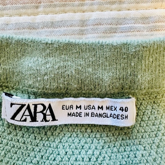 Zara Green Ridged Knit Short Sleeve Top, Size M - Picture 3 of 8
